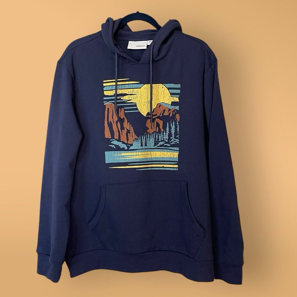 Sonoma Men’s Large Hoodie – Desert Sunset Mountain Graphic 🌄